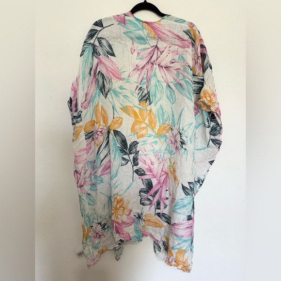 C & C Linen Cover UP One Size duster floral lightweight summer beach boho - Picture 3 of 3